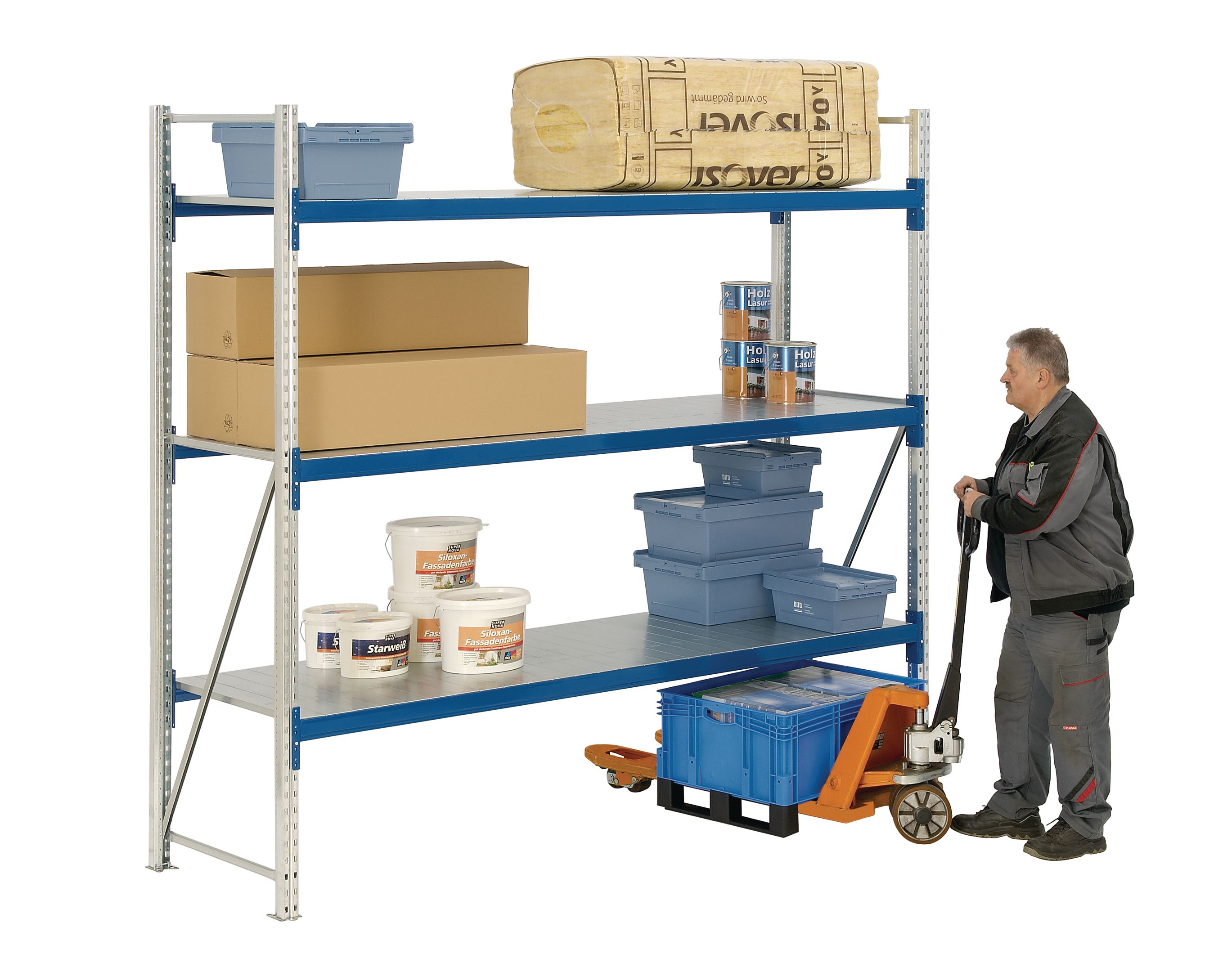 Weitspann-Komplettregale - mit verzinkten Stahleinlegesegmenten