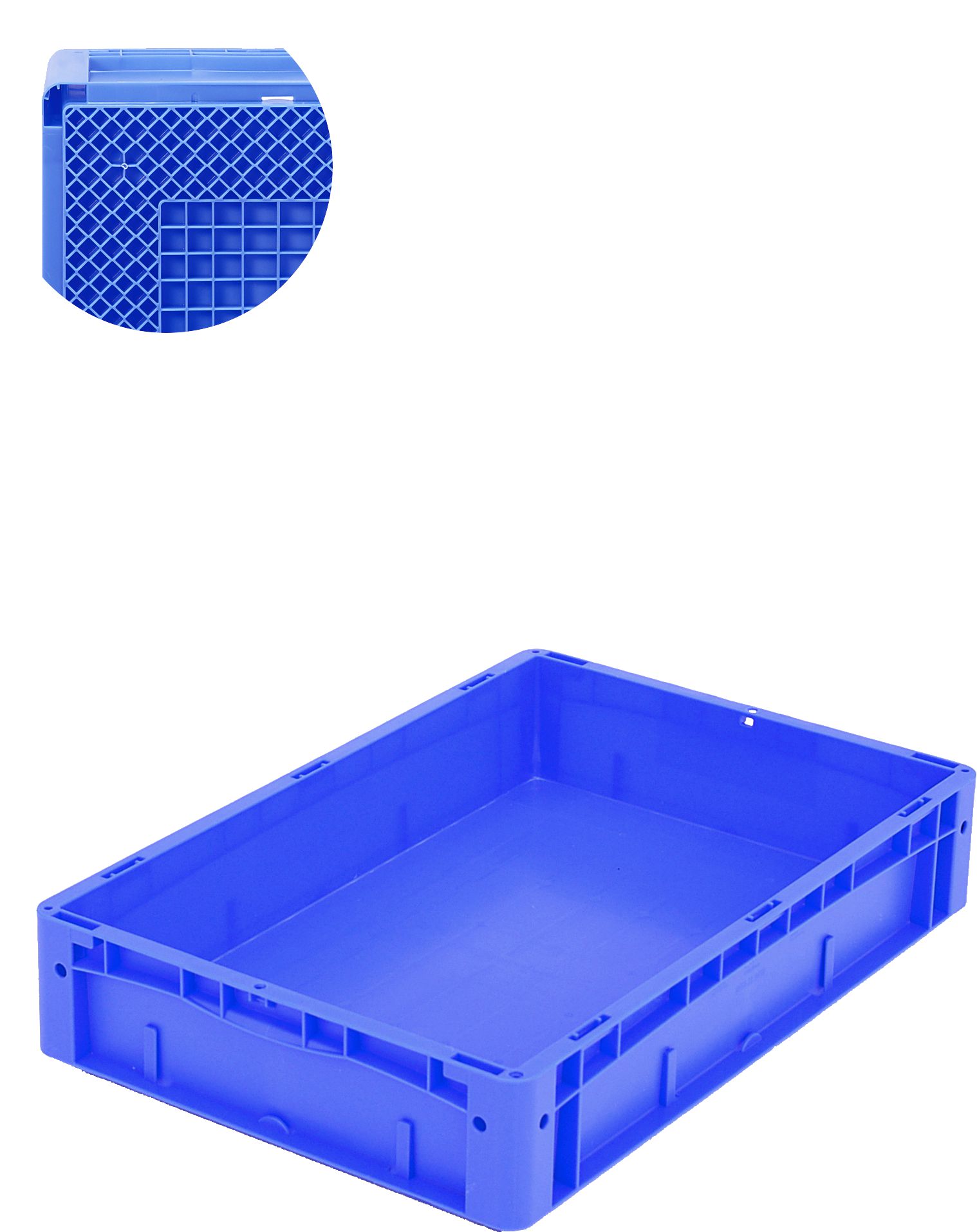 Eurostapelbehälter XL mit Rippenboden RX XLD64121RX - mit anscharniertem zweiteiligem Klappdeckel