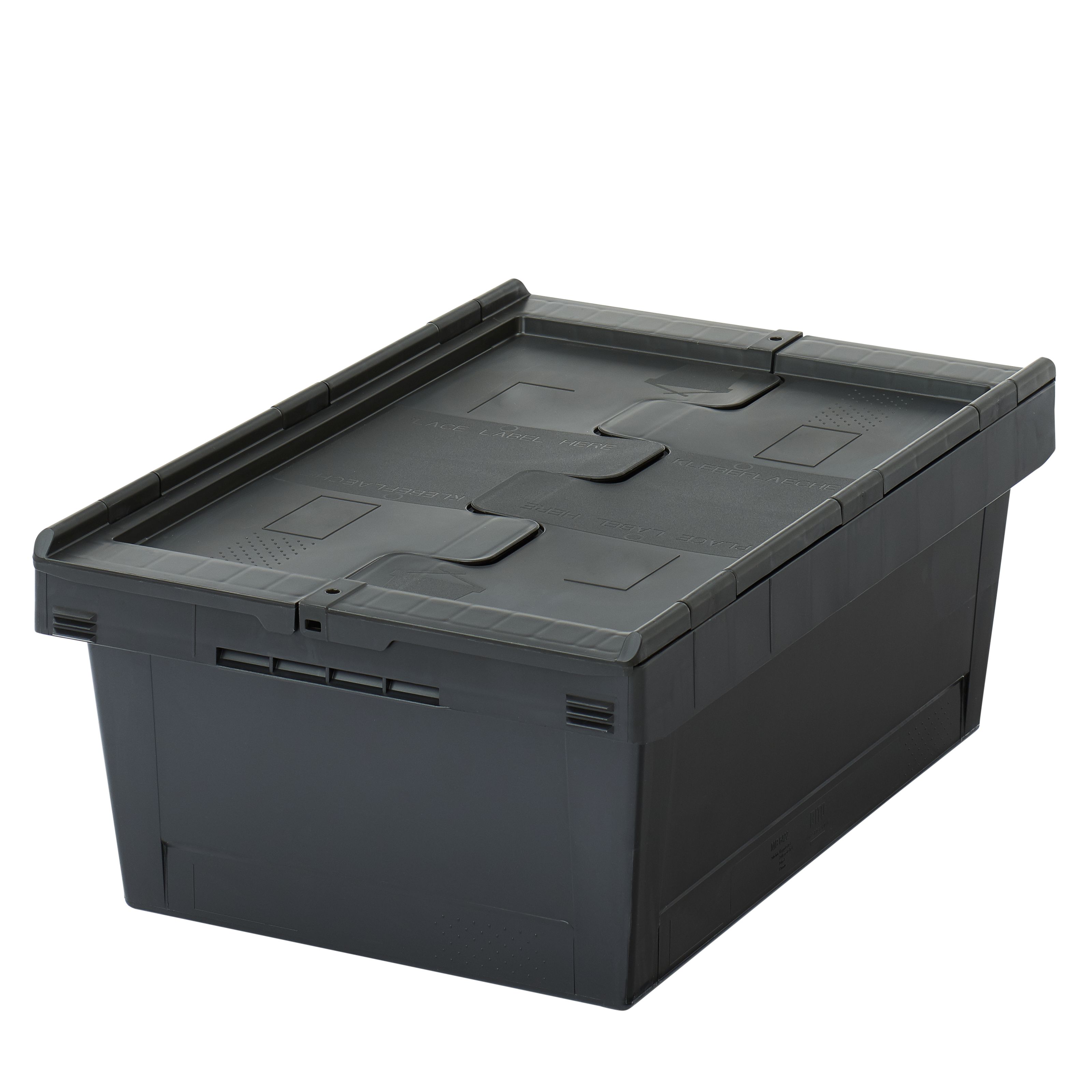 Mehrwegbehälter MB Eco MBD64221Eco - mit anscharniertem zweiteiligem Klappdeckel, Behälter aus Recyclingmaterial, Deckel aus Polypropylen