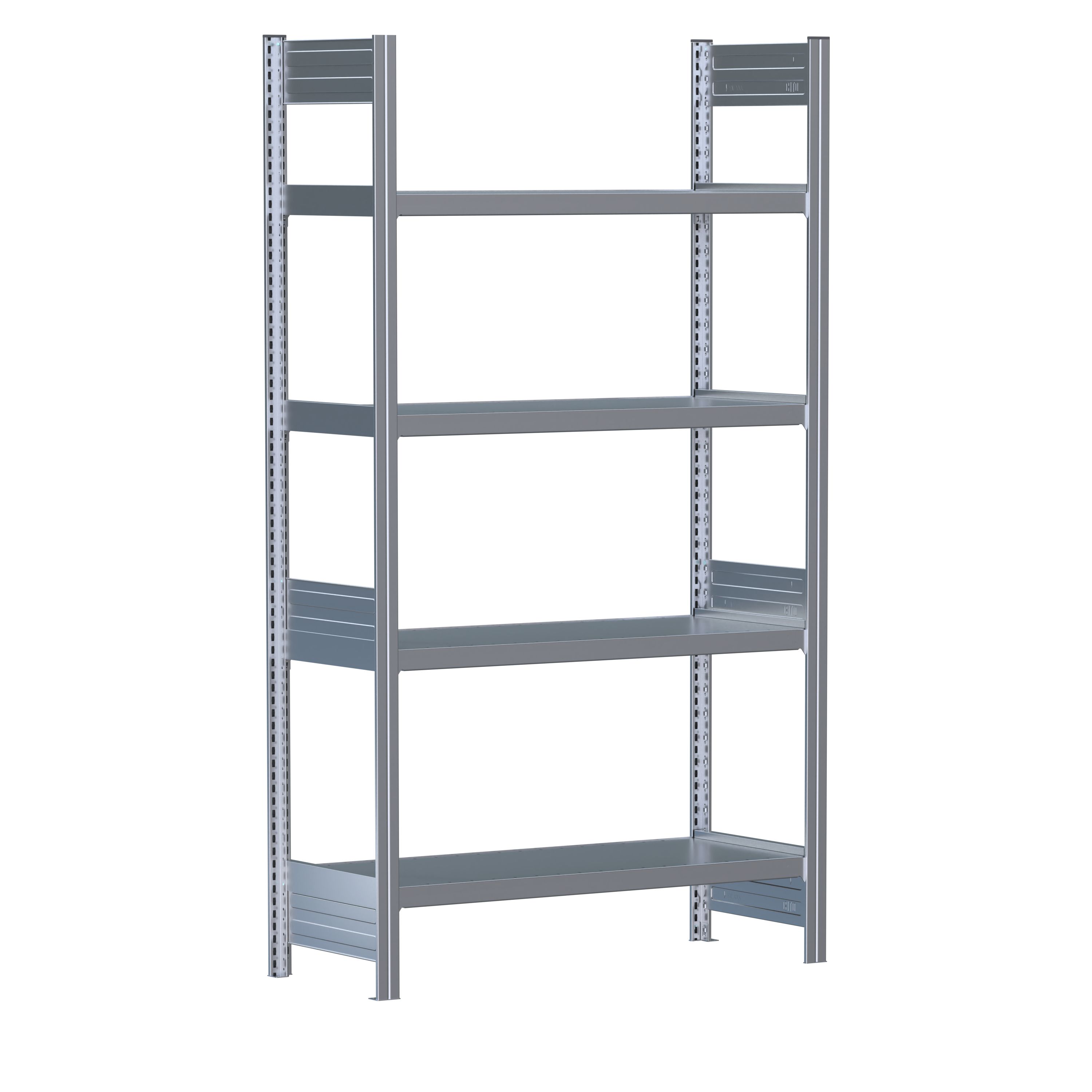 Bereitstellregale - einfach tief/mit geraden Böden, glanzverzinkte Ausführung