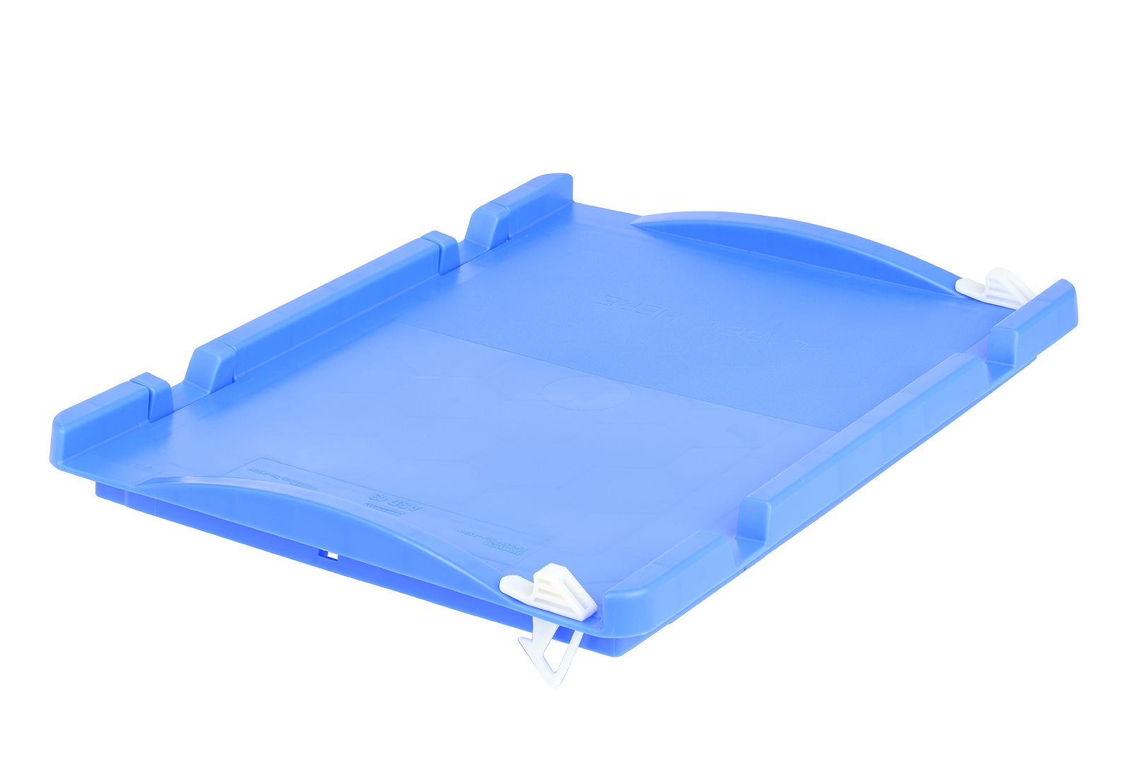 Auflagedeckel ASDV43blau - einseitig anscharnierbar auf Kleinladungsträger KLT und Eurostapelbehälter XL