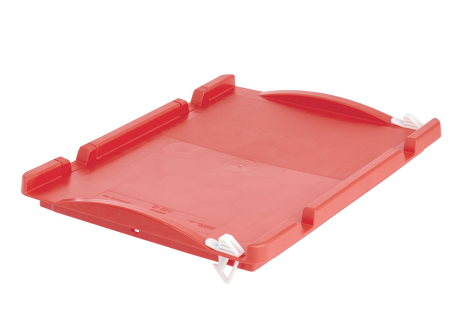 Auflagedeckel ASDV43rot - einseitig anscharnierbar auf Kleinladungsträger KLT und Eurostapelbehälter XL