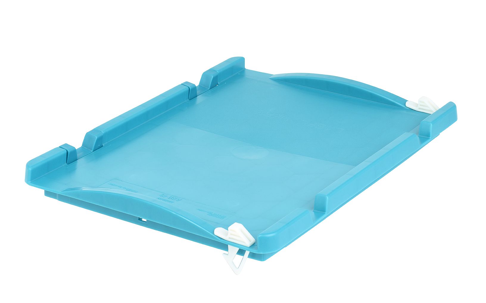 Auflagedeckel ASDV43trkis - einseitig anscharnierbar auf Kleinladungsträger KLT und Eurostapelbehälter XL