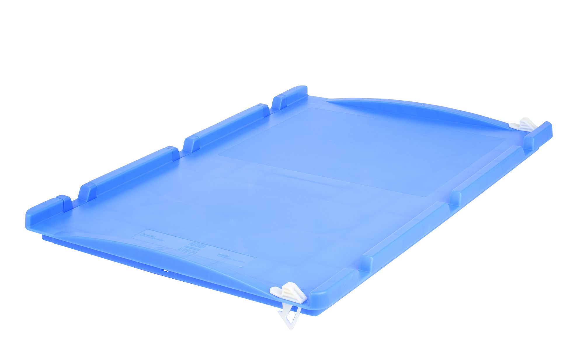 Auflagedeckel ASDV64blau - einseitig anscharnierbar auf Kleinladungsträger KLT und Eurostapelbehälter XL