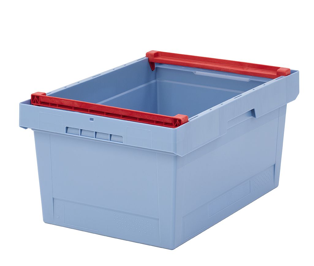 Mehrwegbehälter MB MBB64271 - mit montierten, schwenkbaren Stapelbügeln