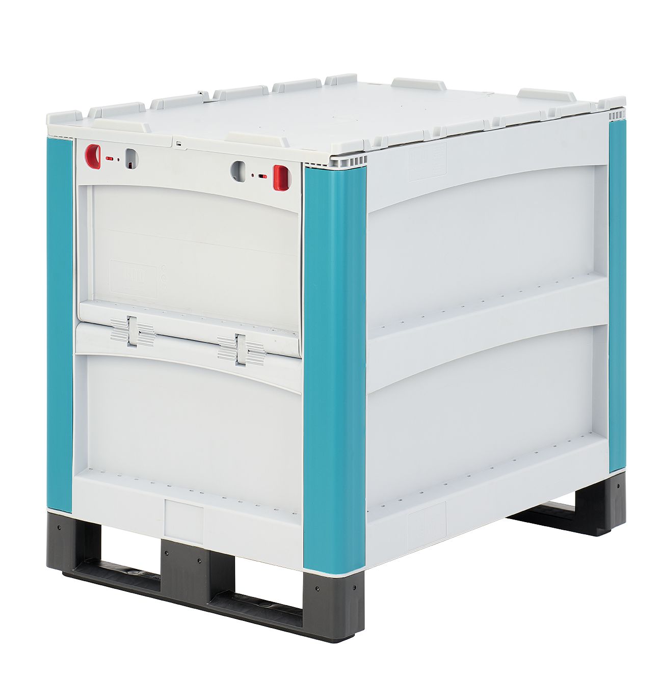 Schwerlastbehälter SL SLDK86624K - stirnseitige Entnahmeklappe, anscharnierter zweiteiliger Klappdeckel