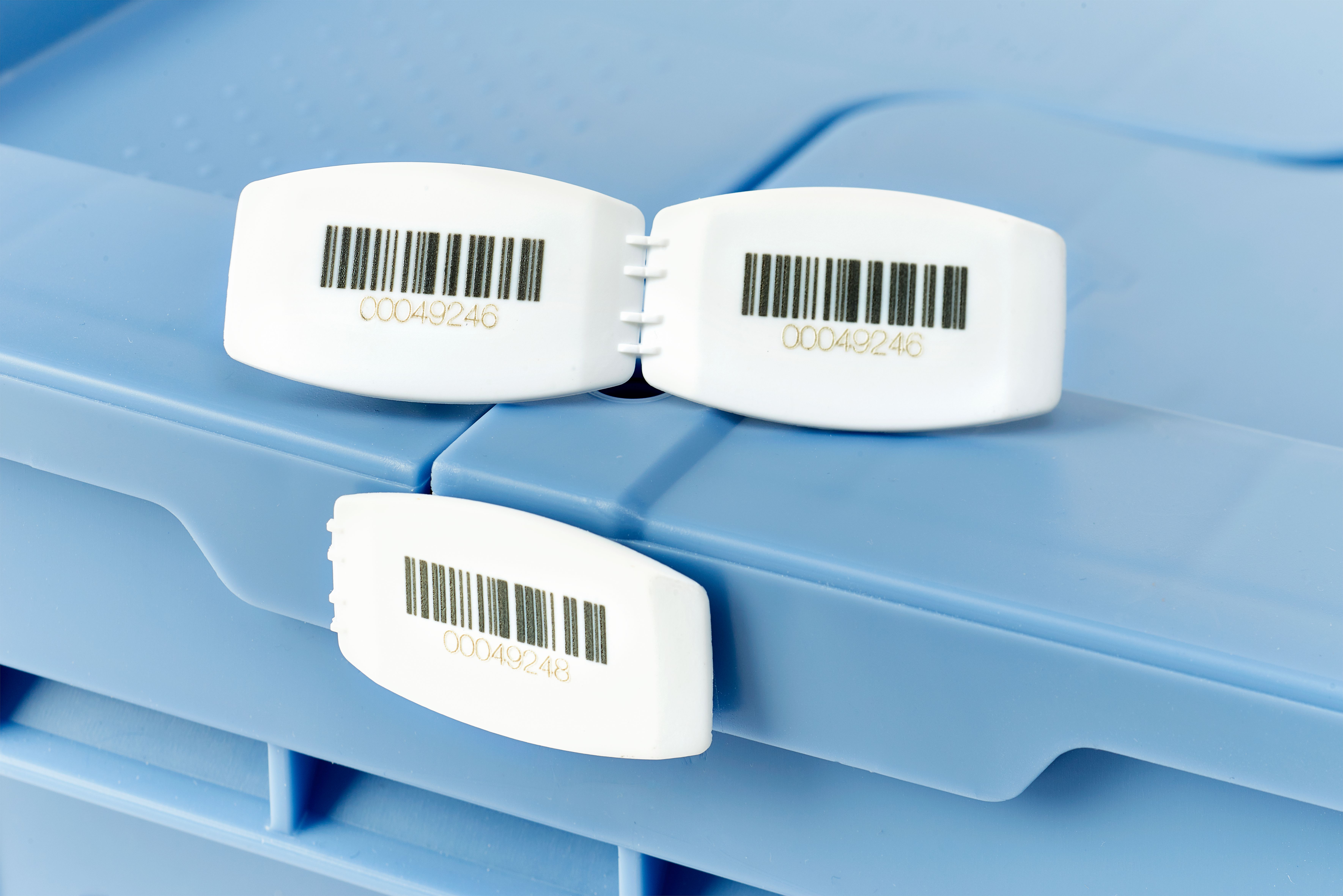 Barcode-Plomben - MBP3 - für alle Mehrwegbehälter MB-Größen und XL-Behälter 800 x 600 mm (VE 500 Stk.)