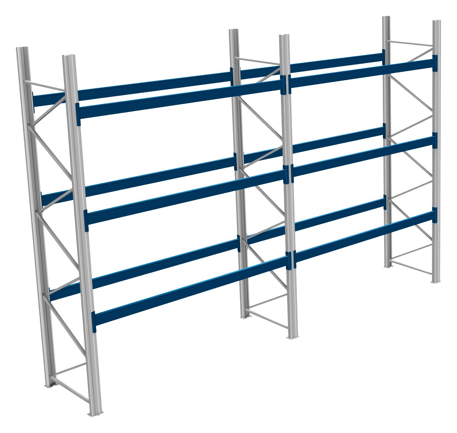 Palettenregale - 800 kg Palettengewicht, Feldbreite 2700 mm, Stützrahmen unmontiert