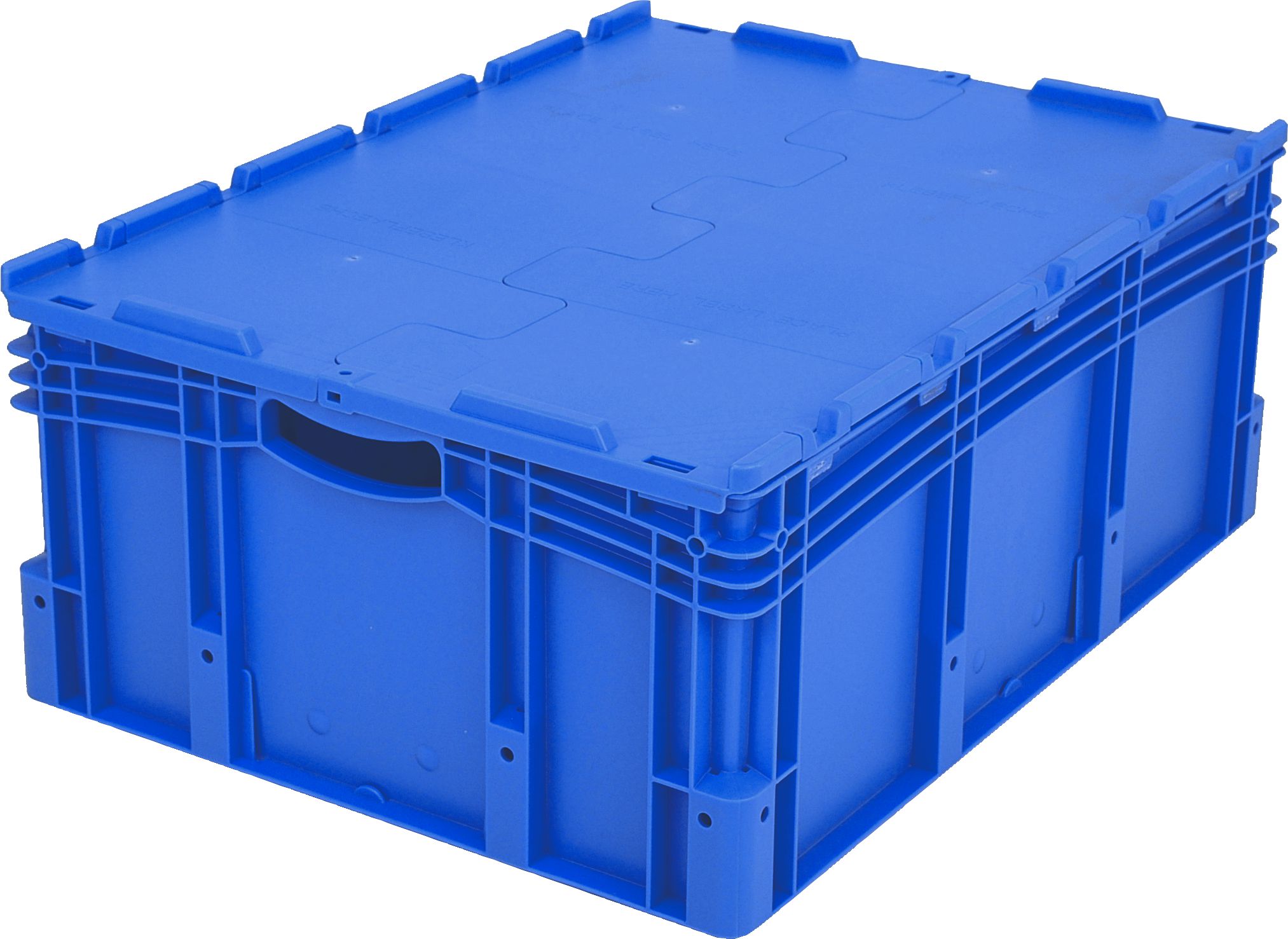 Eurostapelbehälter XL mit Rippenboden RX XLD86321RX - mit anscharniertem zweiteiligem Klappdeckel