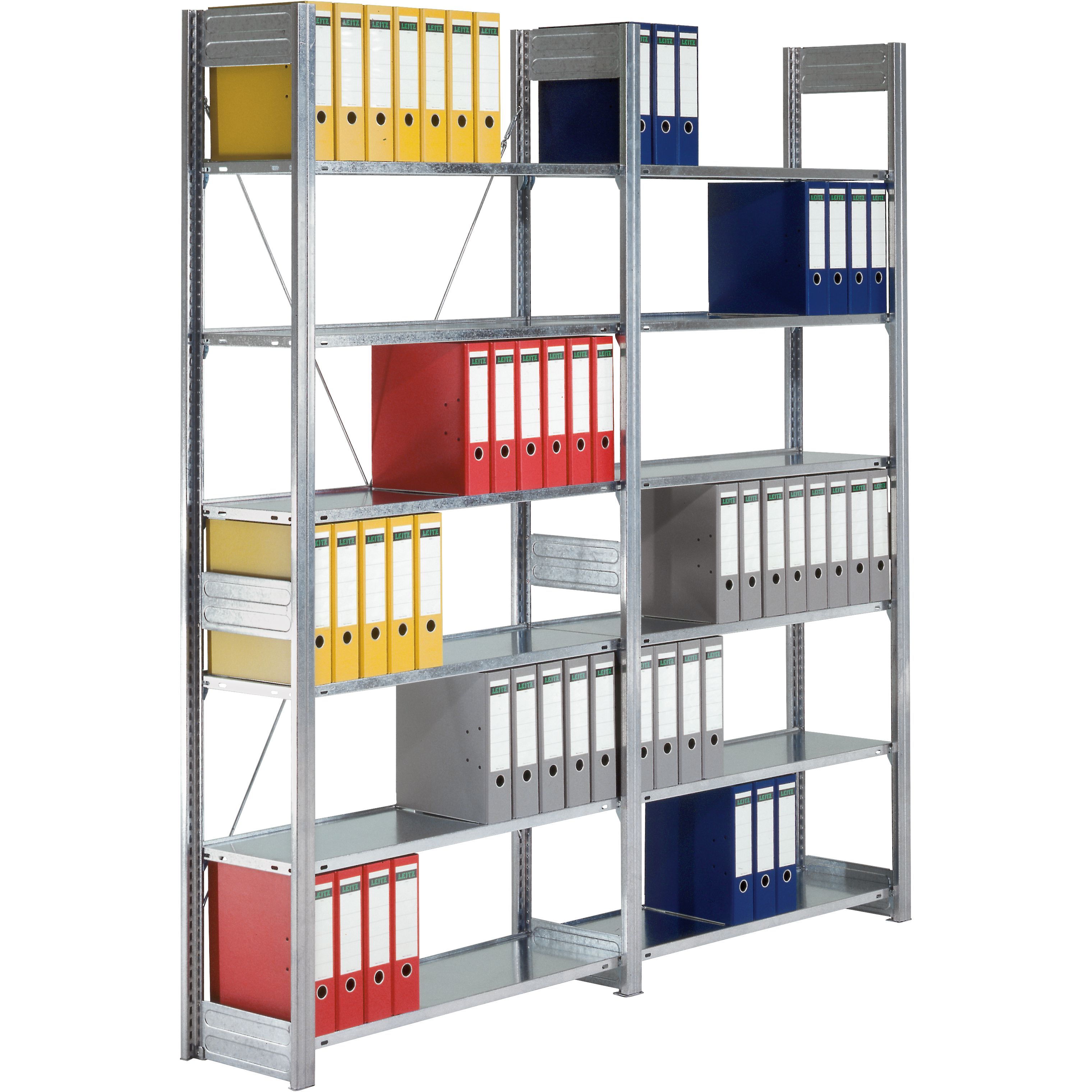 Archivregale - einseitige Nutzung, Regalbauteile glanzverzinkt
