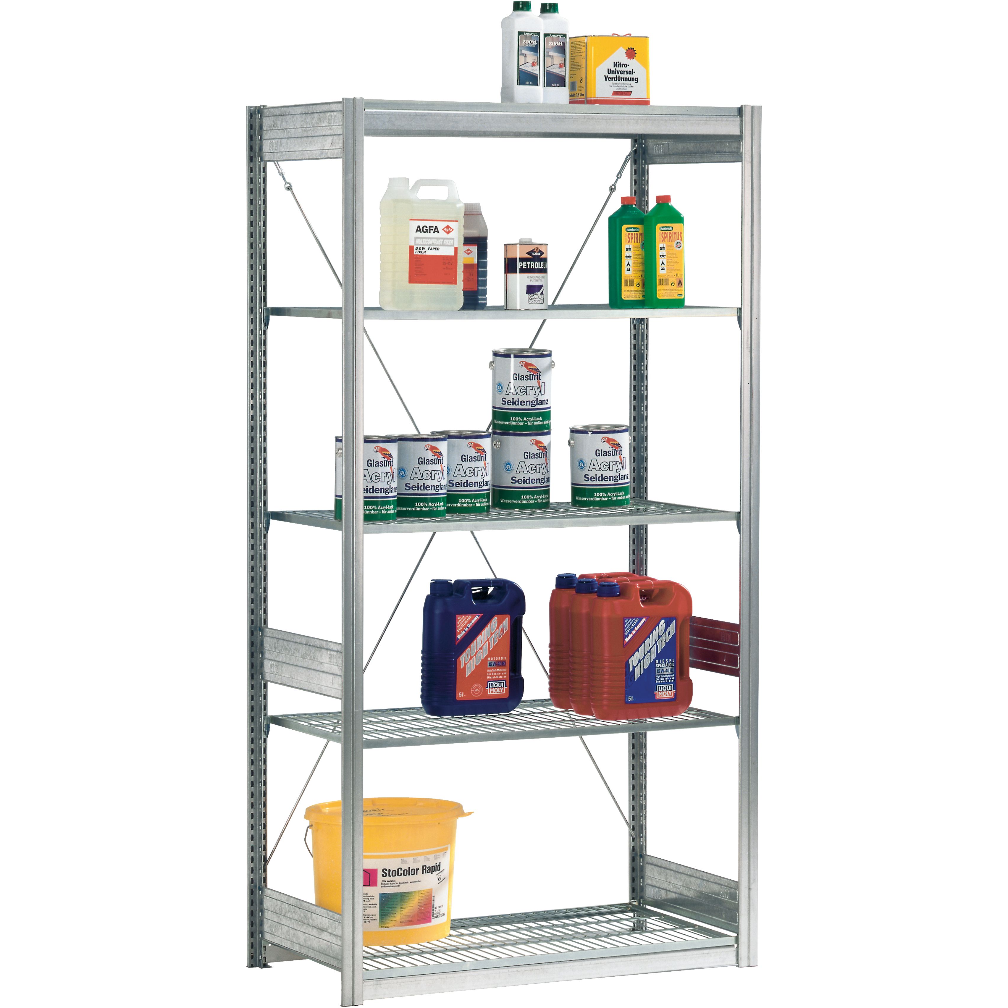 Gitterbodenregale - glanzverzinkte Ausführung