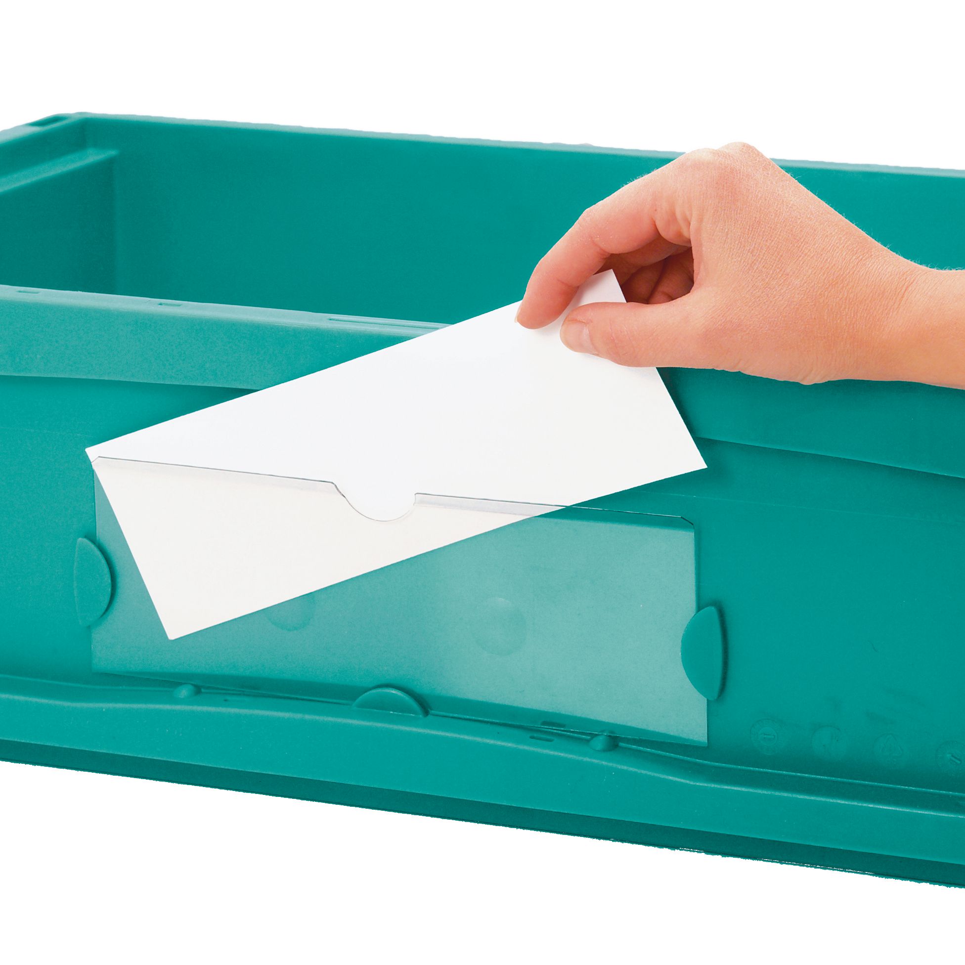 Etikettenabdeckungen - für Kleinladungsträger KLT, für Eurostapelbehälter XL, mit Herausfallschutz (VE 10 Stk.)