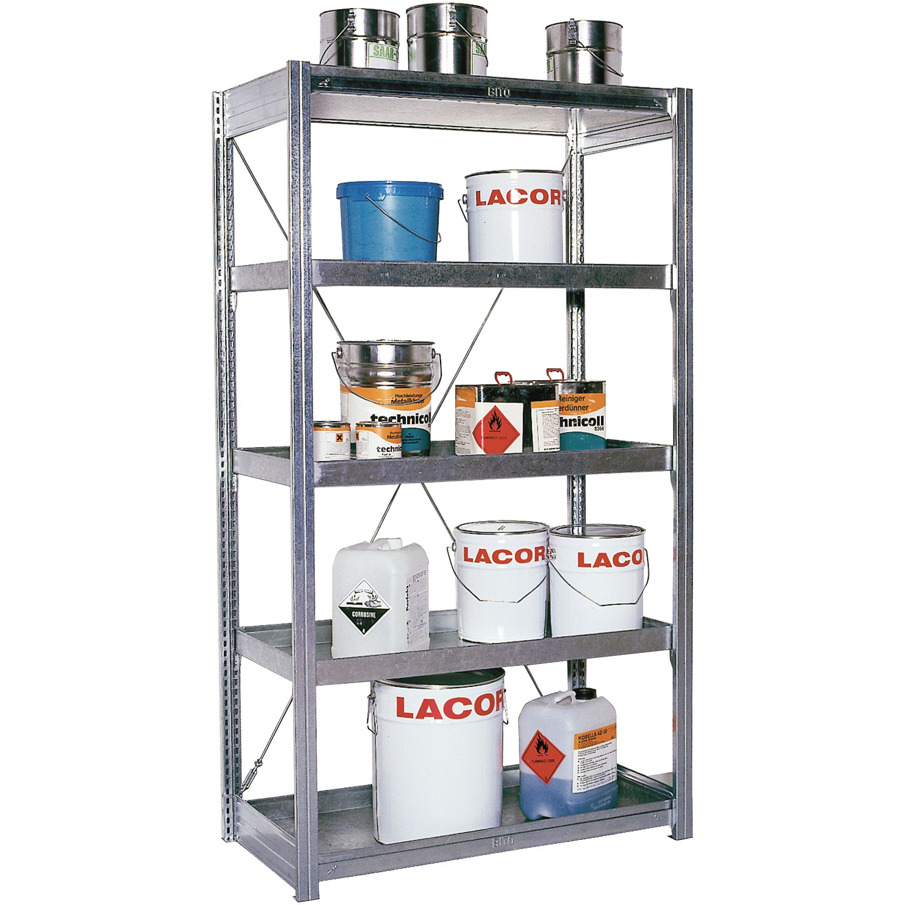 Kleingebinderegale - mit Wannenböden