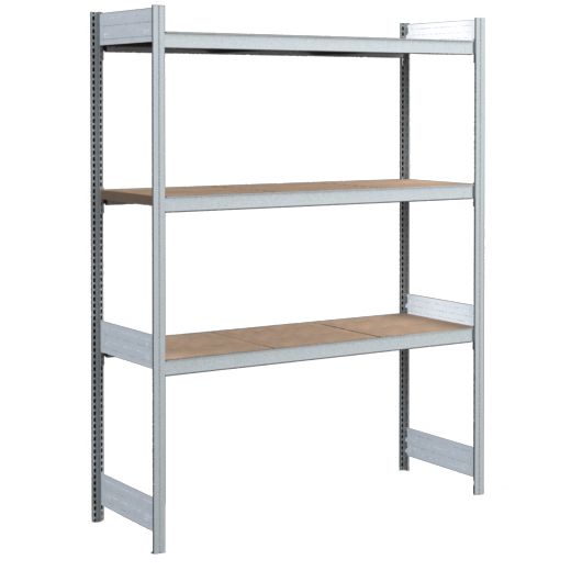 Großfachregale mit Spanplattenböden - glanzverzinkte Ausführung