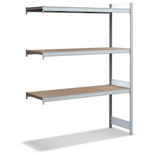 Großfachregale mit Spanplattenböden - glanzverzinkte Ausführung