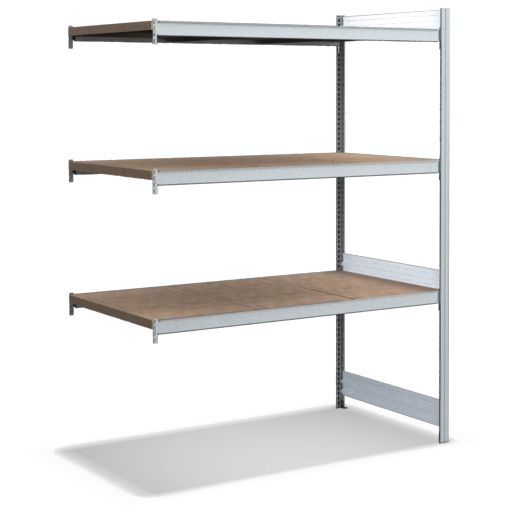 Großfachregale mit Spanplattenböden - glanzverzinkte Ausführung