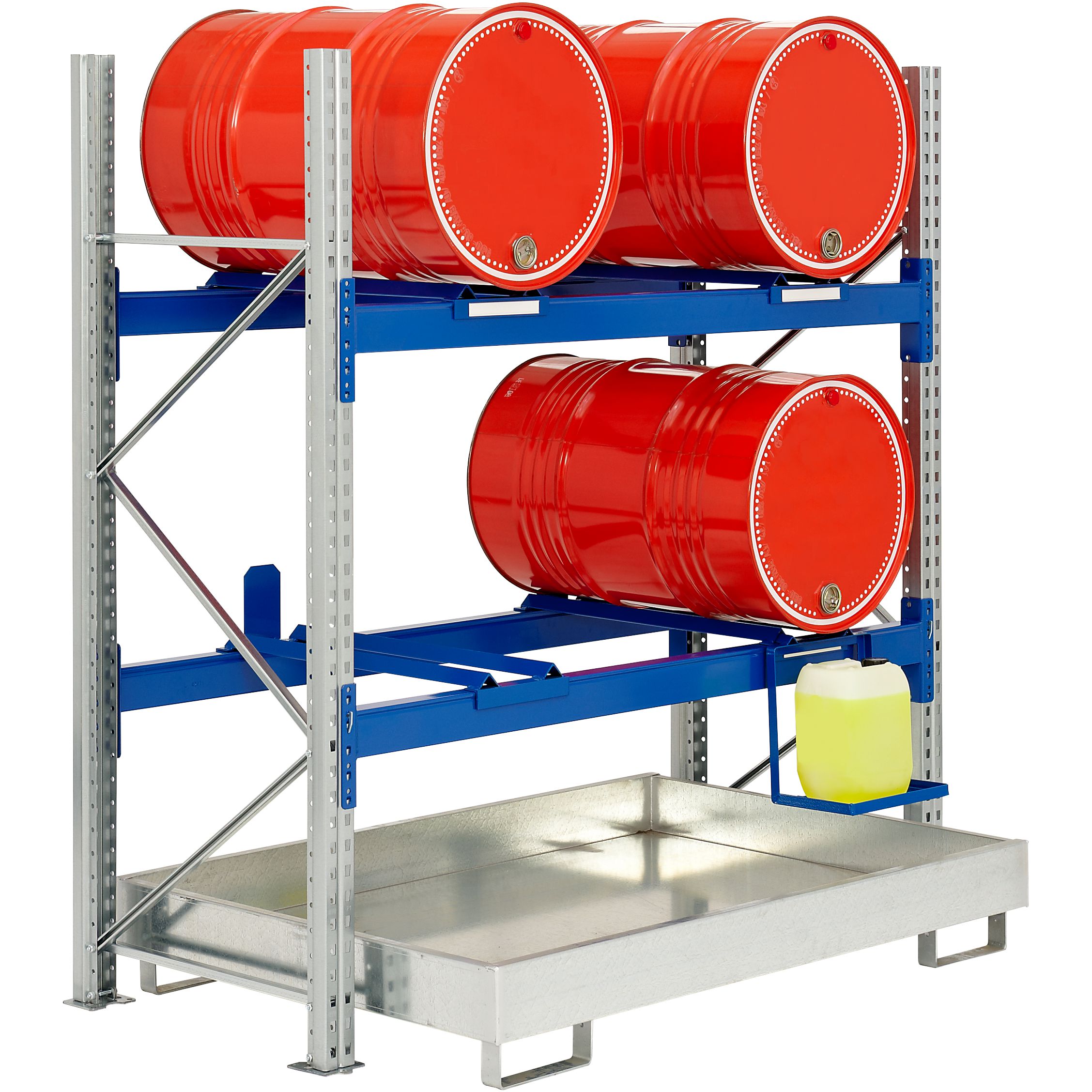 Fasslagerregale - für 4 Fässer à 200 l, mit Auffangwanne
