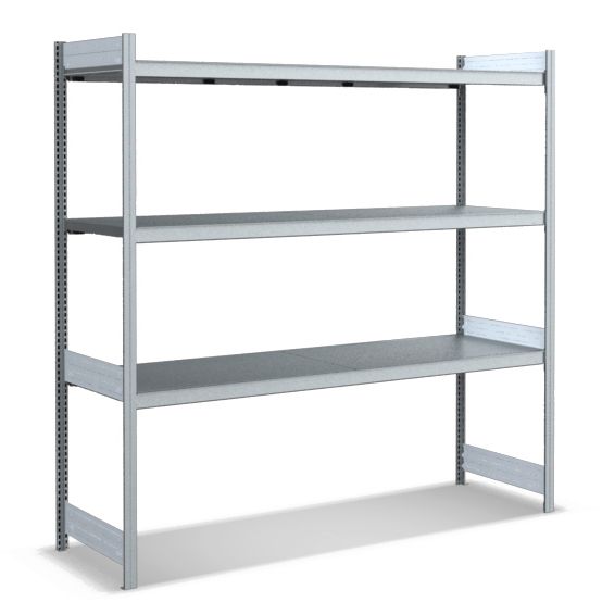 Großfachregale mit Stahlböden - glanzverzinkte Ausführung