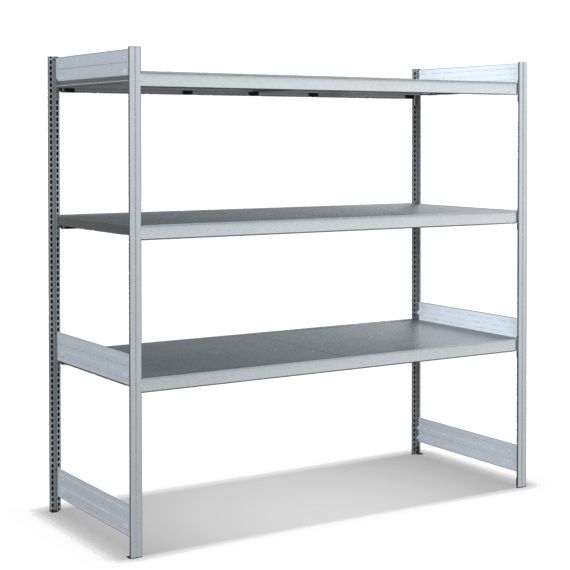 Großfachregale mit Stahlböden - glanzverzinkte Ausführung