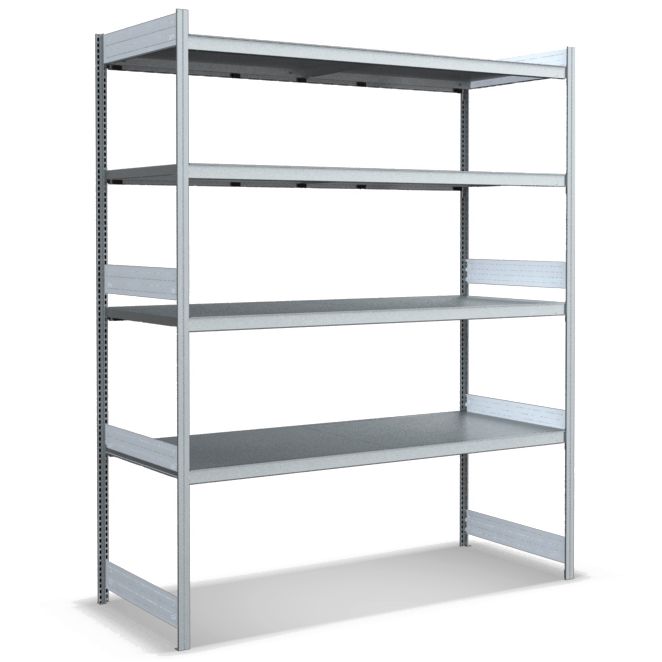 Großfachregale mit Stahlböden - glanzverzinkte Ausführung