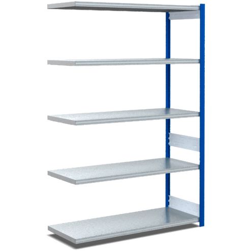 Fachbodenregale Typ EL - Fachlast 100 kg - Stützen RAL 5010 Enzianblau, übrige Regalbauteile glanzverzinkt