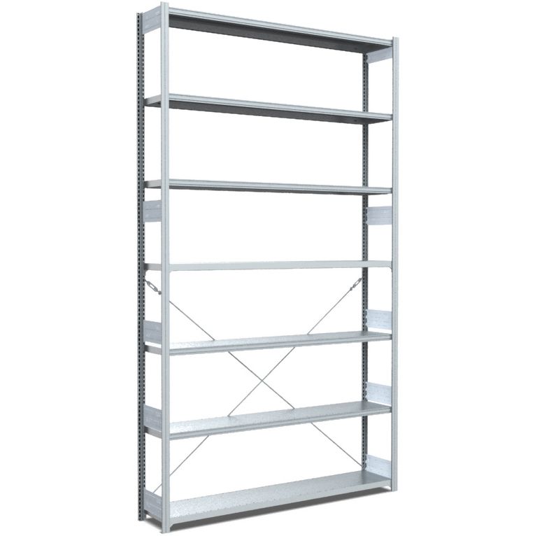 Fachbodenregale Typ L - Fachlast 100 kg - glanzverzinkte Ausführung