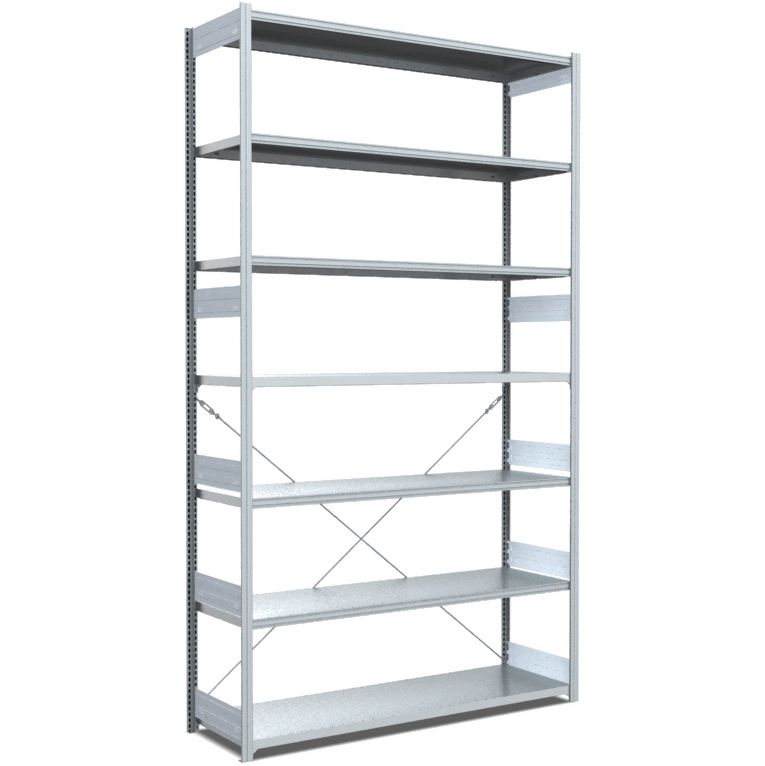 Fachbodenregale Typ L - Fachlast 100 kg - glanzverzinkte Ausführung