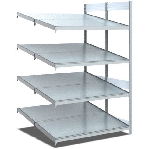 Bereitstellregale - doppelt tief/hinten schräg/vorne schräg, glanzverzinkte Ausführung