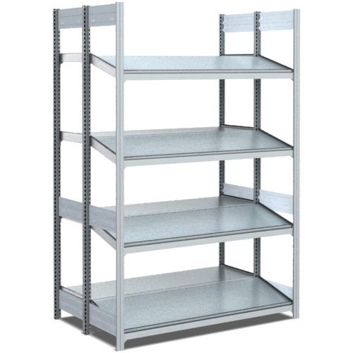 Bereitstellregale - doppelt tief/hinten gerade/vorne schräg, glanzverzinkte Ausführung