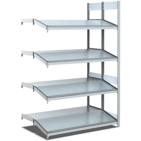 Bereitstellregale - doppelt tief/hinten gerade/vorne schräg, glanzverzinkte Ausführung