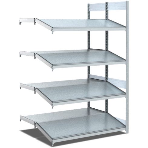 Bereitstellregale - doppelt tief/hinten gerade/vorne schräg, glanzverzinkte Ausführung