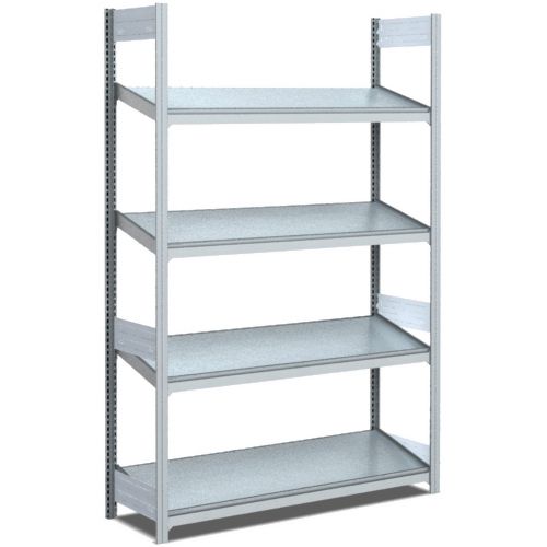 Bereitstellregale - einfach tief/mit schrägen Böden, glanzverzinkte Ausführung