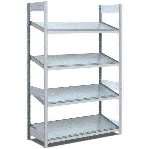 Bereitstellregale - einfach tief/mit schrägen Böden, glanzverzinkte Ausführung