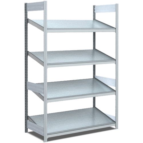 Bereitstellregale - einfach tief/mit schrägen Böden, glanzverzinkte Ausführung