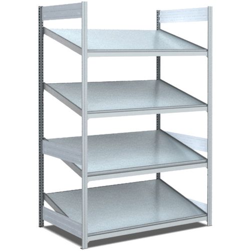 Bereitstellregale - einfach tief/mit schrägen Böden, glanzverzinkte Ausführung