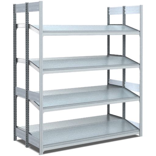 Bereitstellregale - doppelt tief/hinten gerade/vorne schräg, glanzverzinkte Ausführung