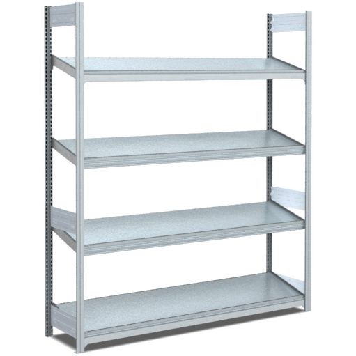 Bereitstellregale - einfach tief/mit schrägen Böden, glanzverzinkte Ausführung