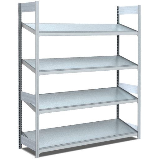 Bereitstellregale - einfach tief/mit schrägen Böden, glanzverzinkte Ausführung