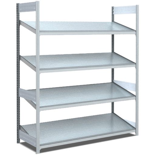 Bereitstellregale - einfach tief/mit schrägen Böden, glanzverzinkte Ausführung