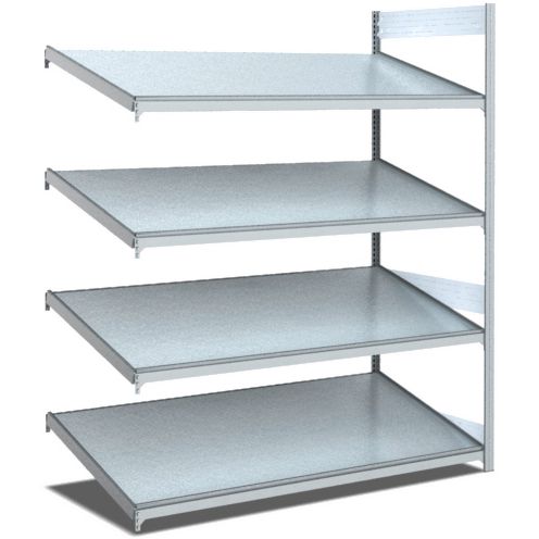 Bereitstellregale - einfach tief/mit schrägen Böden, glanzverzinkte Ausführung