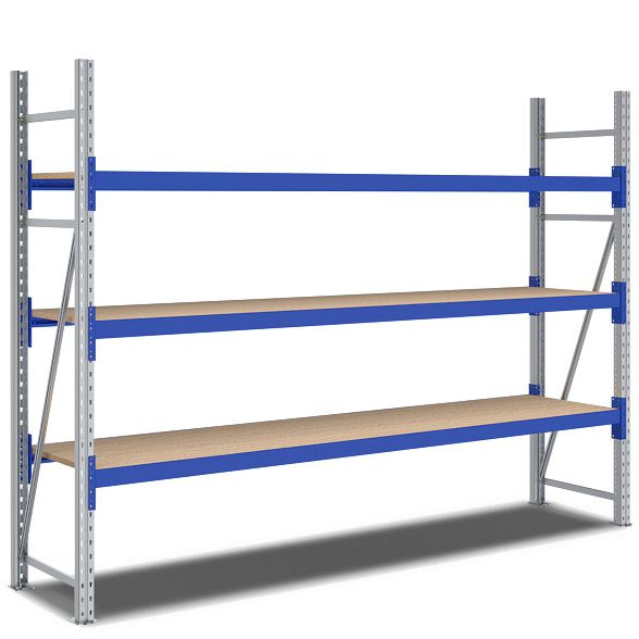 Weitspannregale System Flex - mit Spanplattenböden