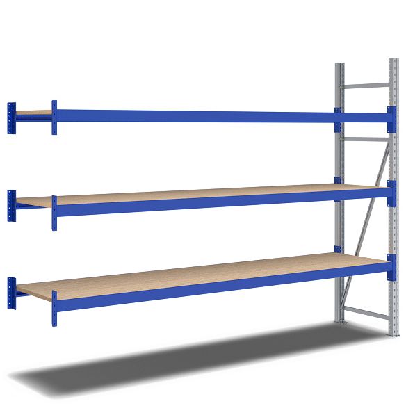 Weitspannregale System Flex - mit Spanplattenböden