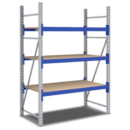 Weitspannregale System Flex - mit Spanplattenböden