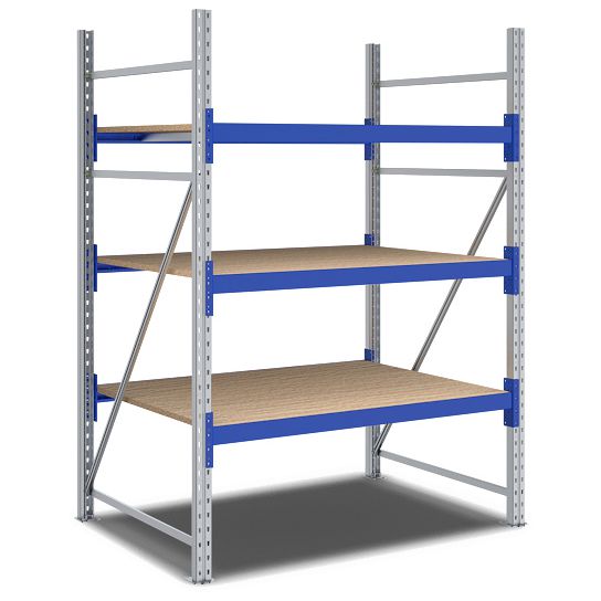 Weitspannregale System Flex - mit Spanplattenböden