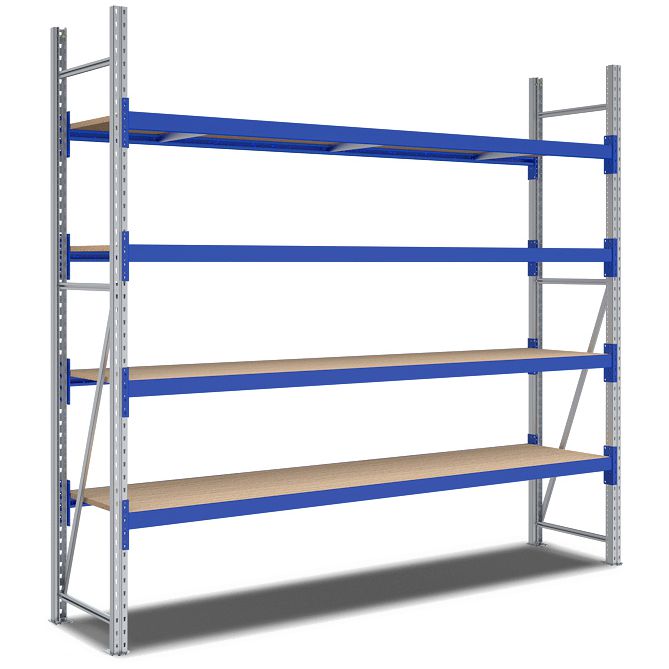 Weitspannregale System Flex - mit Spanplattenböden
