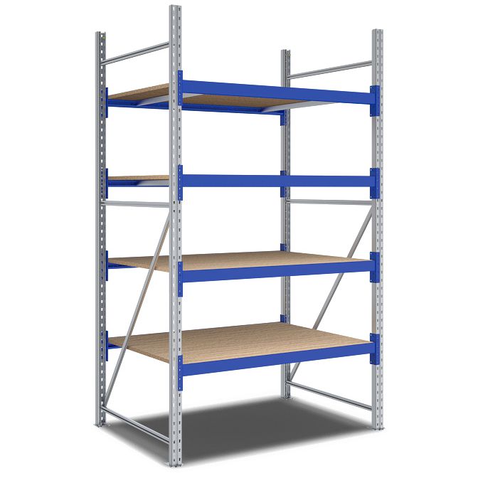 Weitspannregale System Flex - mit Spanplattenböden