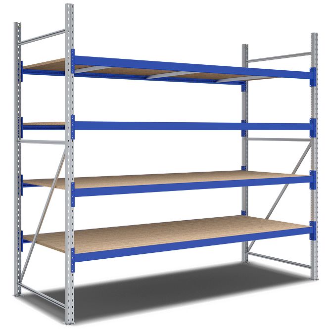 Weitspannregale System Flex - mit Spanplattenböden