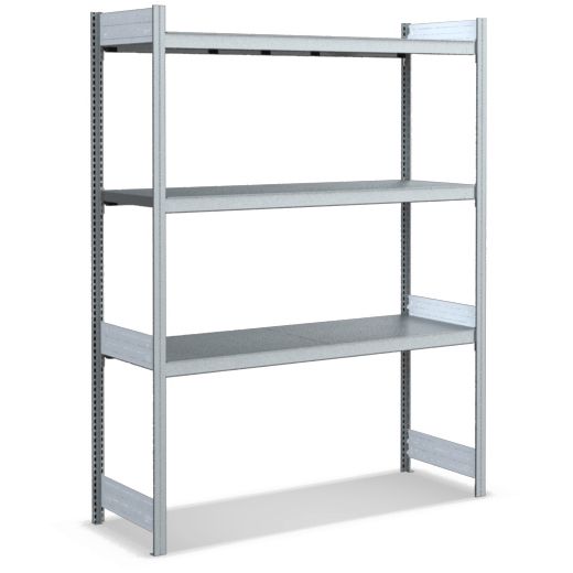 Großfachregale mit Stahlböden - glanzverzinkte Ausführung