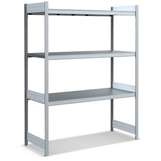 Großfachregale mit Stahlböden - glanzverzinkte Ausführung