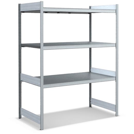 Großfachregale mit Stahlböden - glanzverzinkte Ausführung
